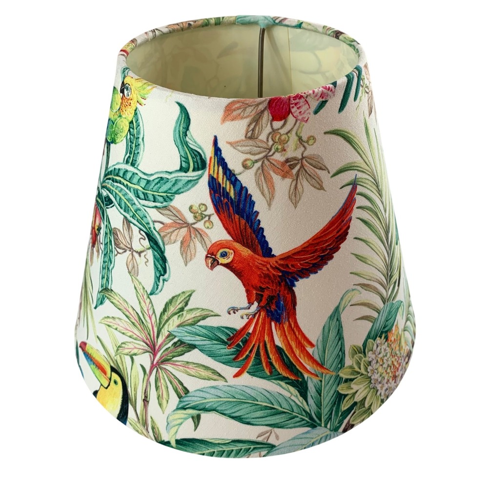 Tropical Bird Floral Lamp Shade Parrot Toucan Botanical Clip On Tapered Drum